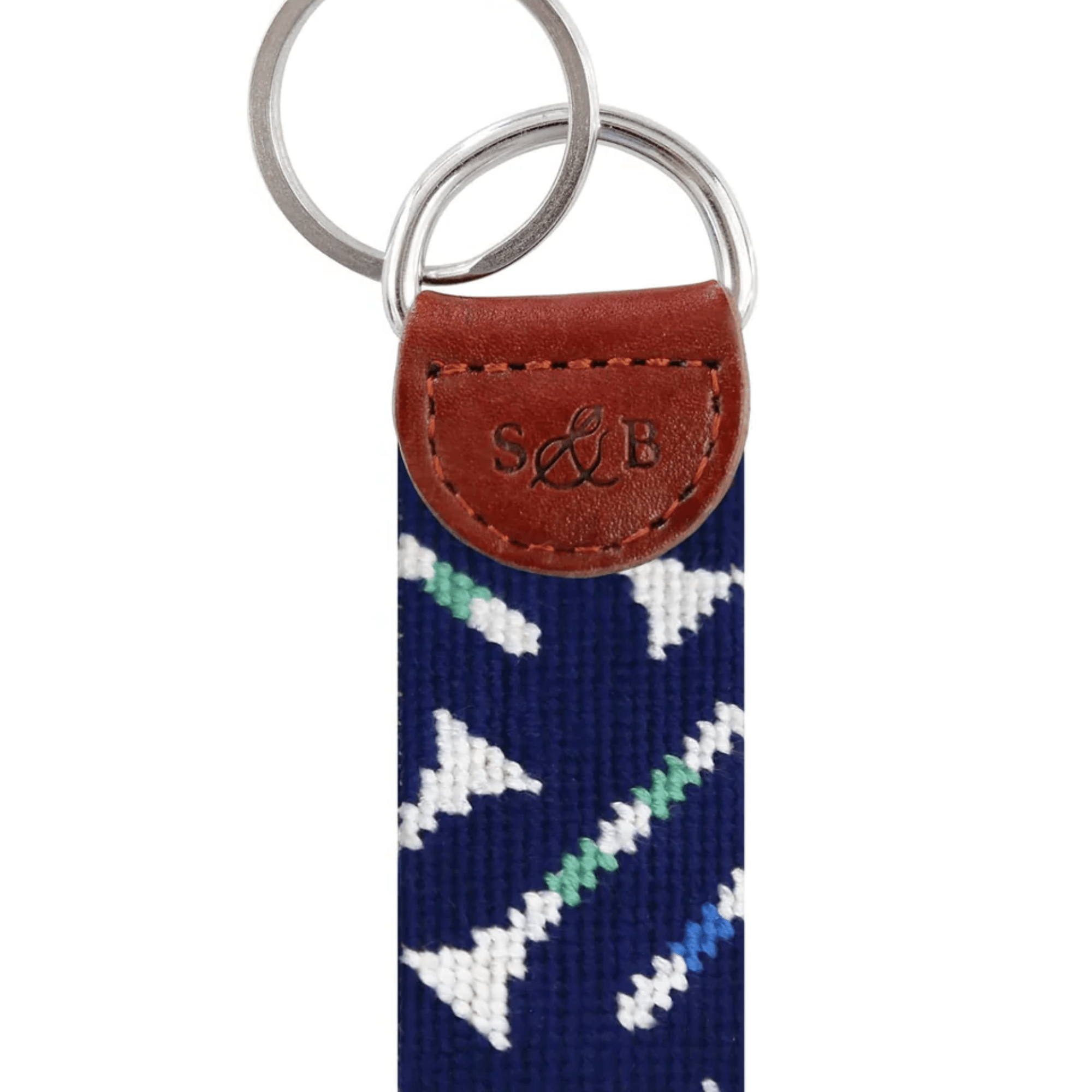 Smathers & Branson Small Leather Goods Golf Tee Pattern Key Fob (Dark Navy)