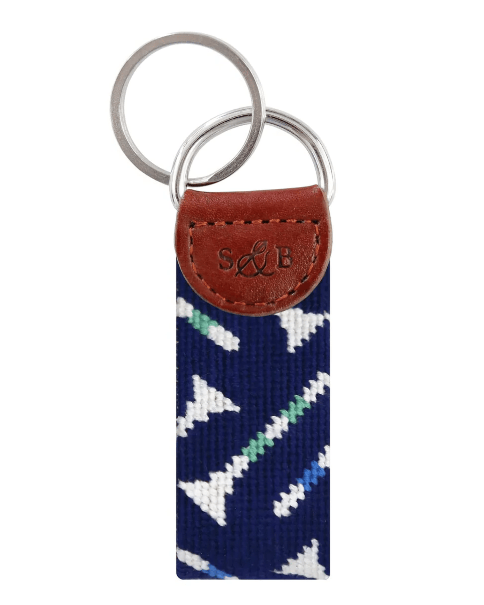Smathers & Branson Small Leather Goods Golf Tee Pattern Key Fob (Dark Navy)