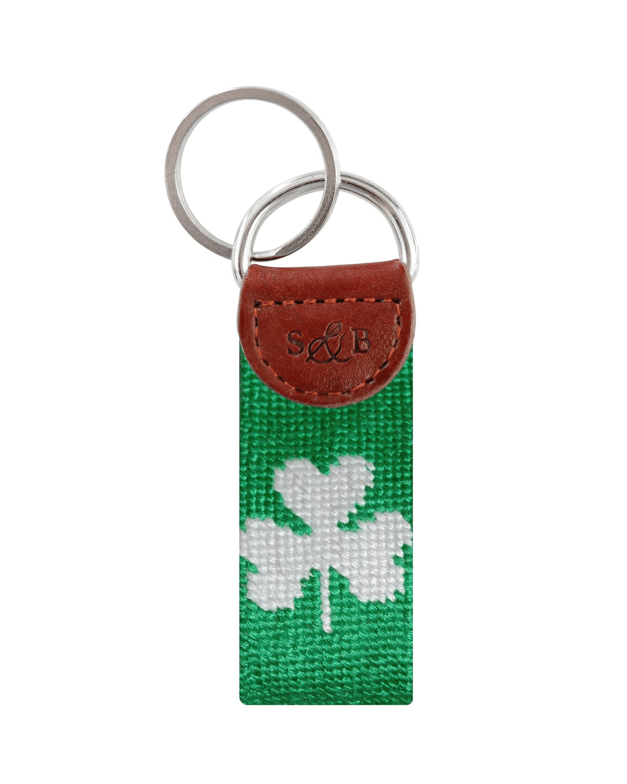 Smathers & Branson Small Leather Goods KELLY Shamrock Needlepoint Key Fob
