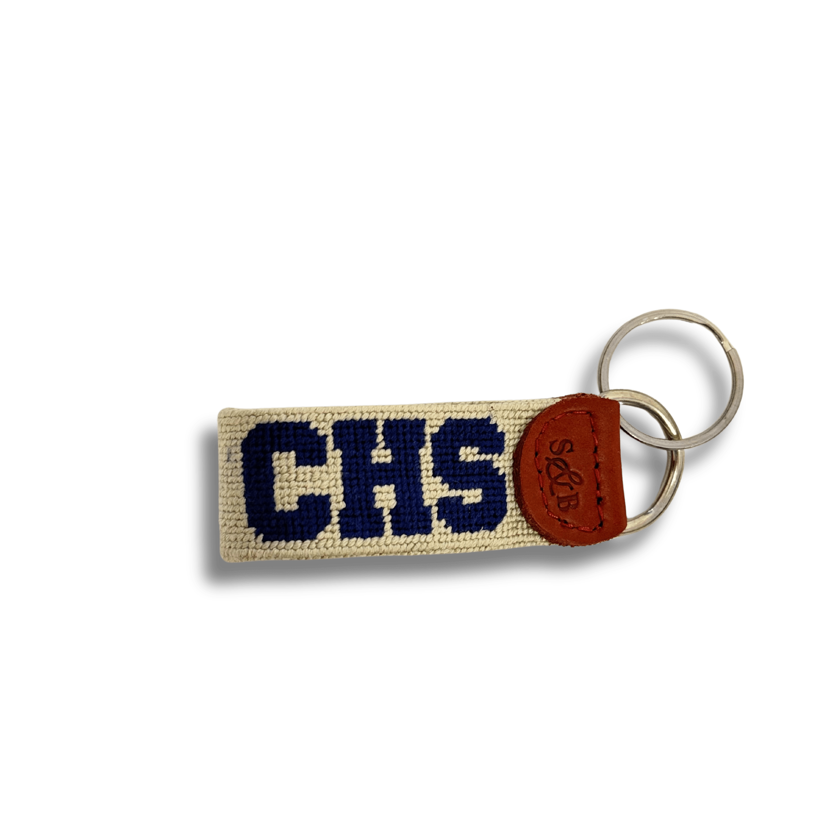 Smathers & Branson Small Leather Goods KHAKI NAVY CHS Key Fob