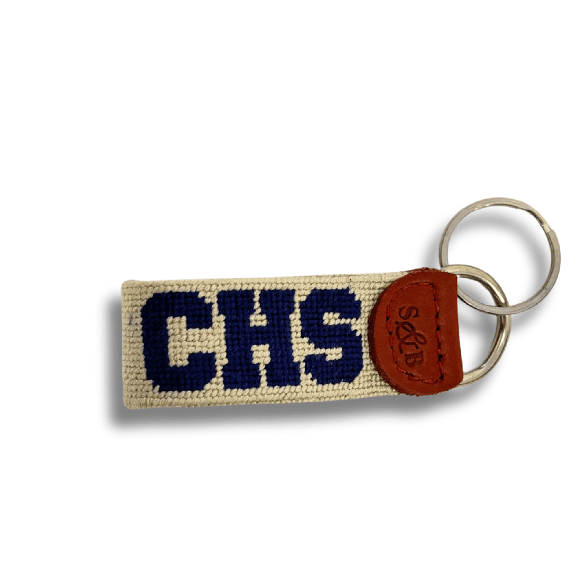 Smathers & Branson Small Leather Goods KHAKI NAVY CHS Key Fob