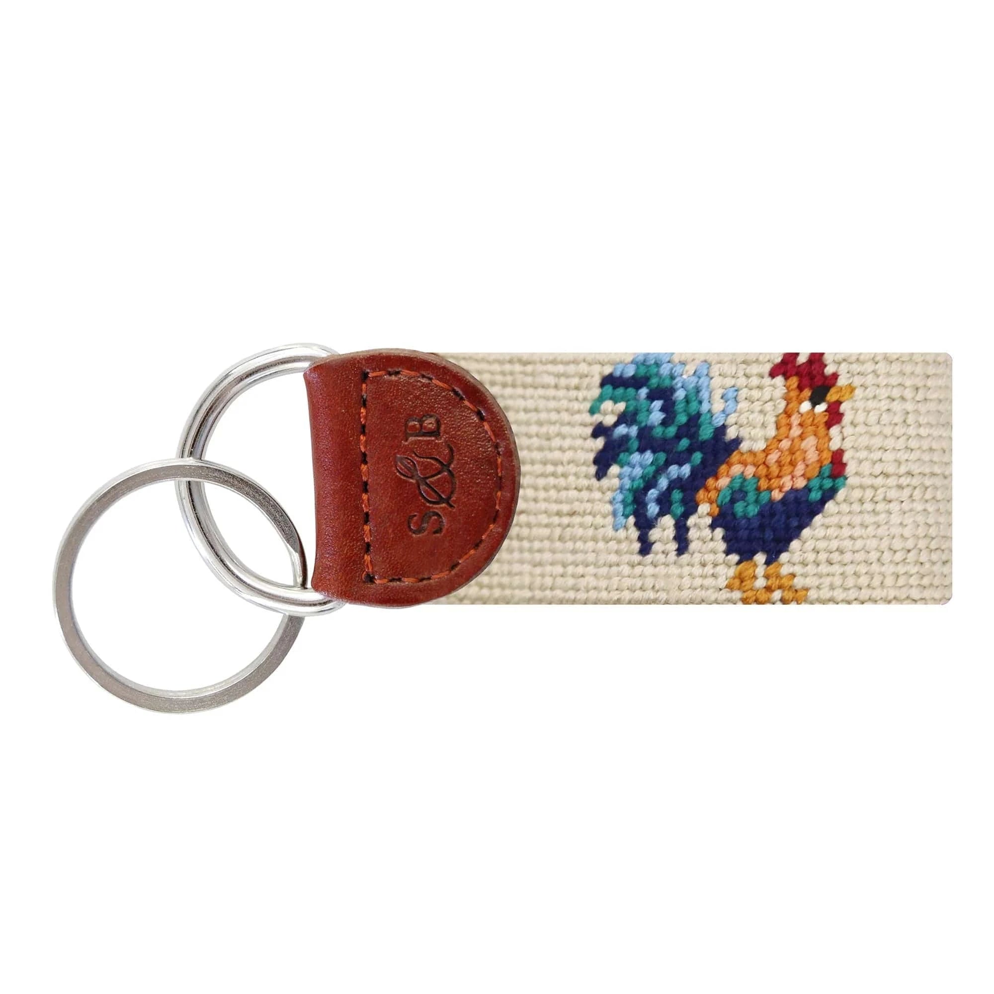 Smathers & Branson Small Leather Goods LIGHT KHAKI Rooster Key Fob