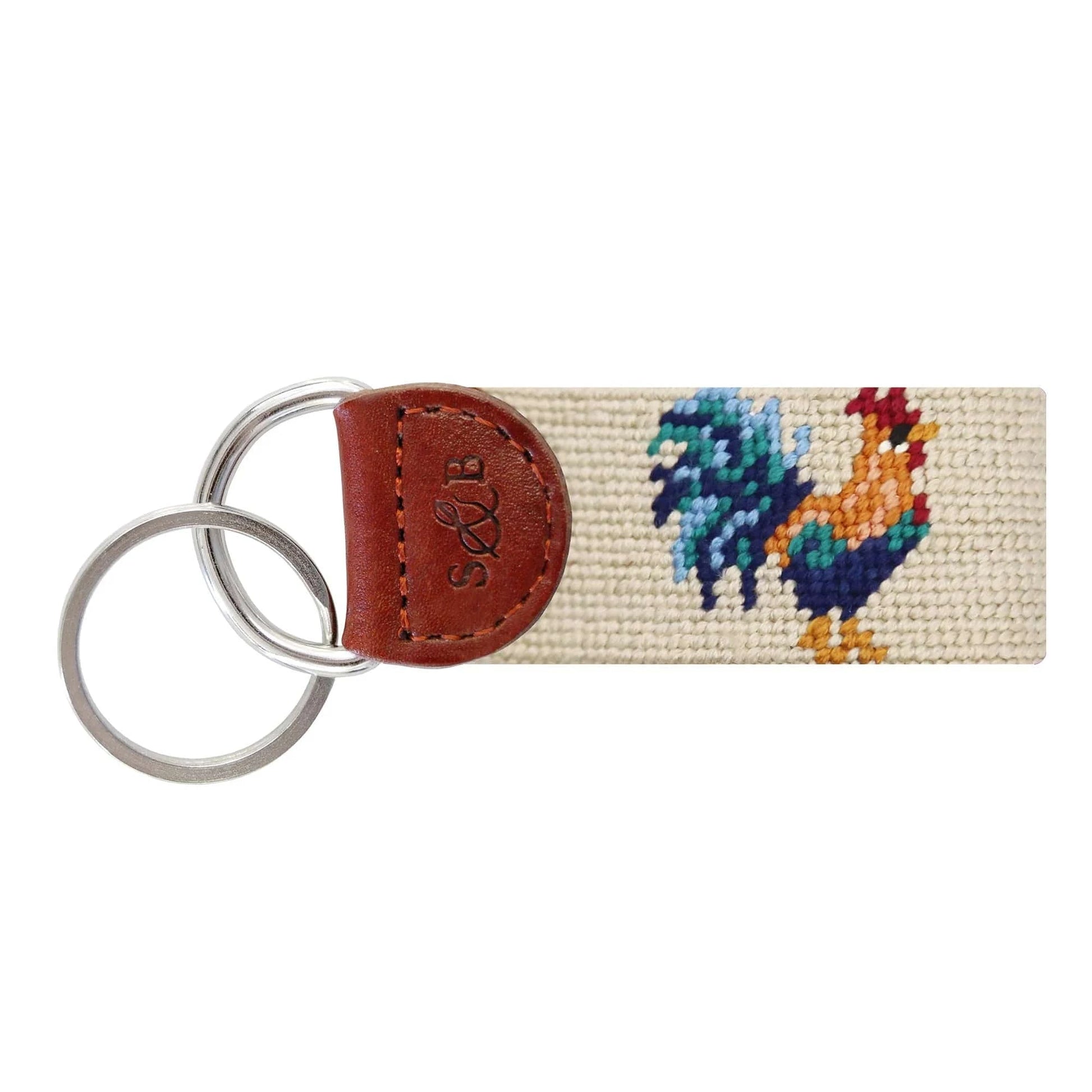 Smathers & Branson Small Leather Goods LIGHT KHAKI Rooster Key Fob