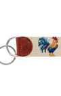 Smathers & Branson Small Leather Goods LIGHT KHAKI Rooster Needlepoint Key Fob