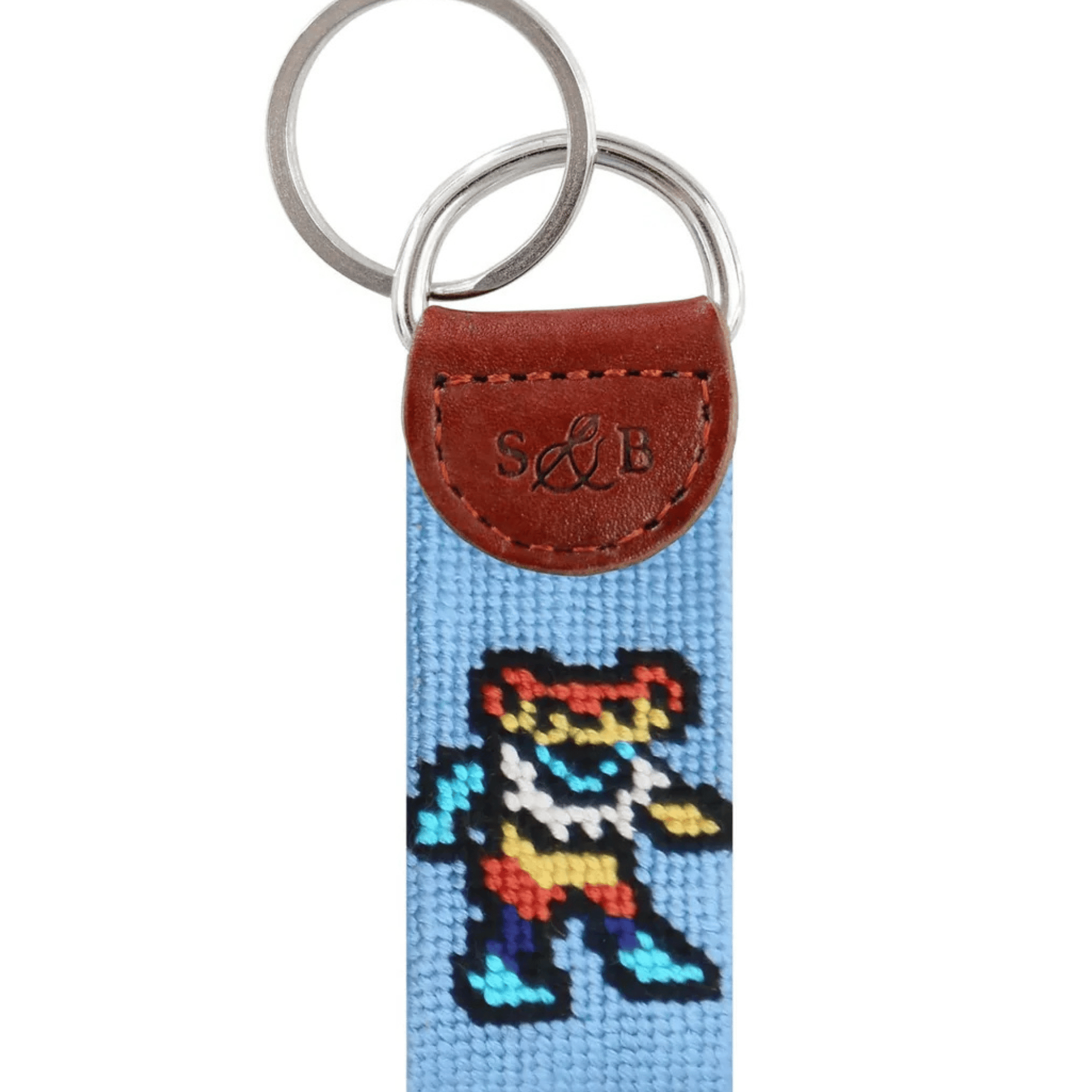 Smathers & Branson Small Leather Goods MULTI Dancing Bears Tie Dye Key Fob (Light Blue)