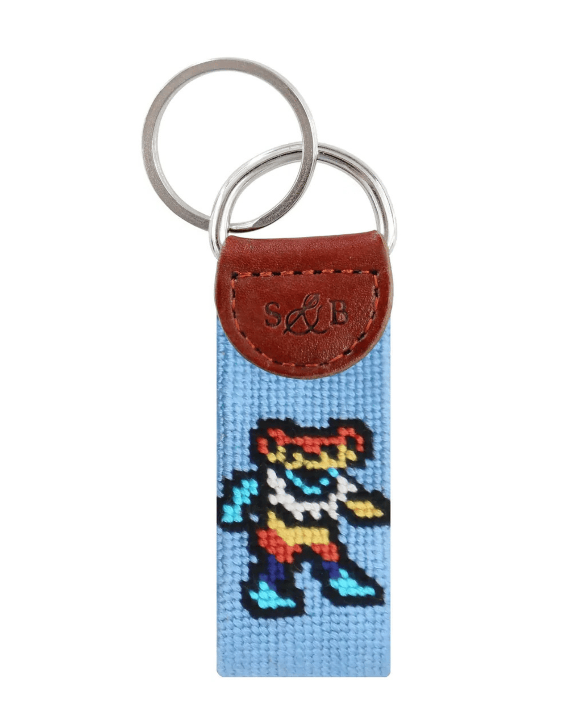 Smathers & Branson Small Leather Goods MULTI Dancing Bears Tie Dye Key Fob (Light Blue)