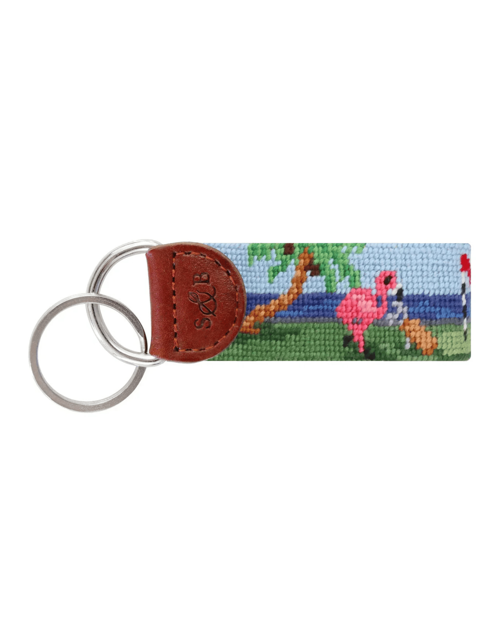 Smathers & Branson Small Leather Goods MULTI / OS Fairway Flamingos Key Fob
