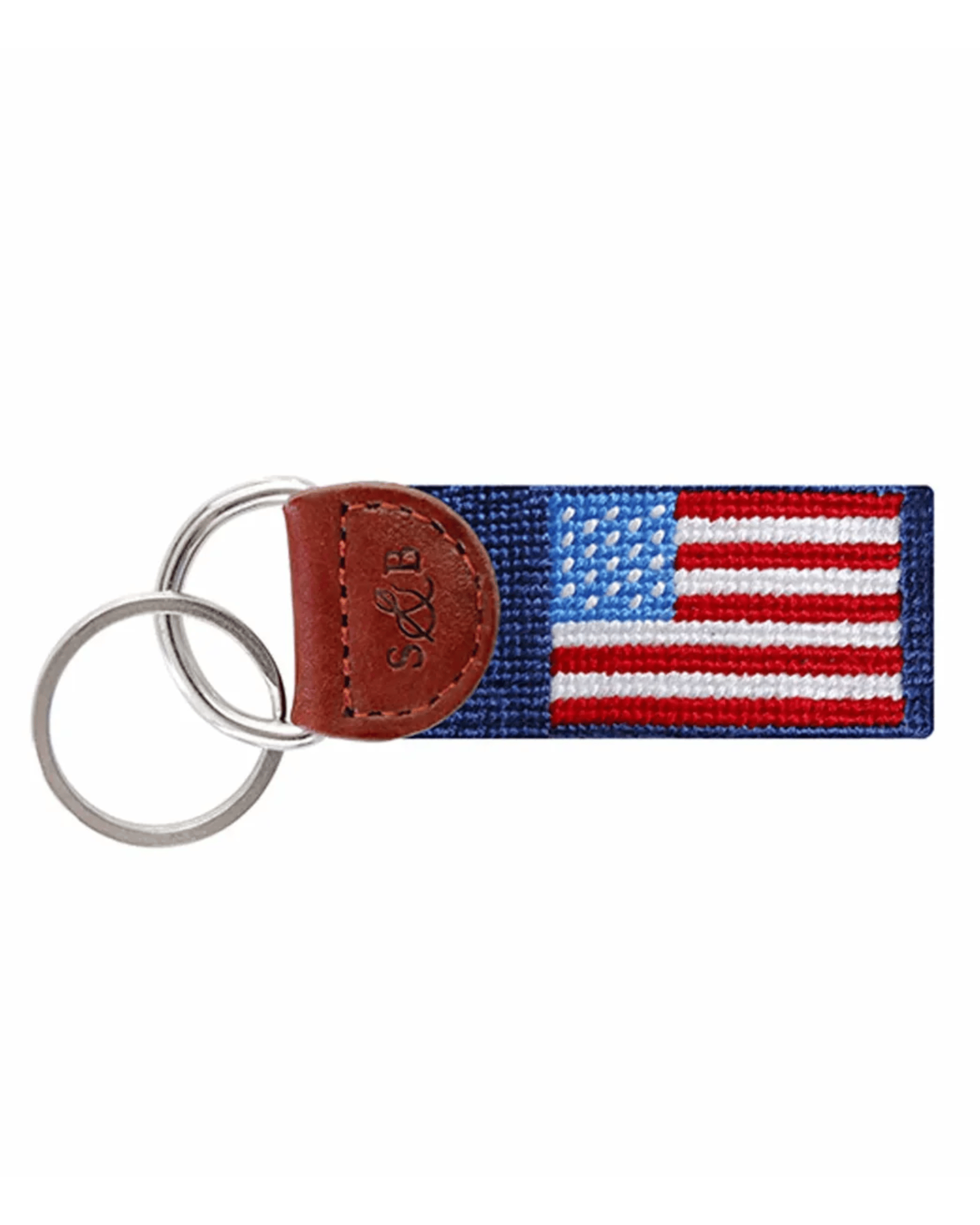 Smathers & Branson Small Leather Goods NAVY American Flag Key Fob