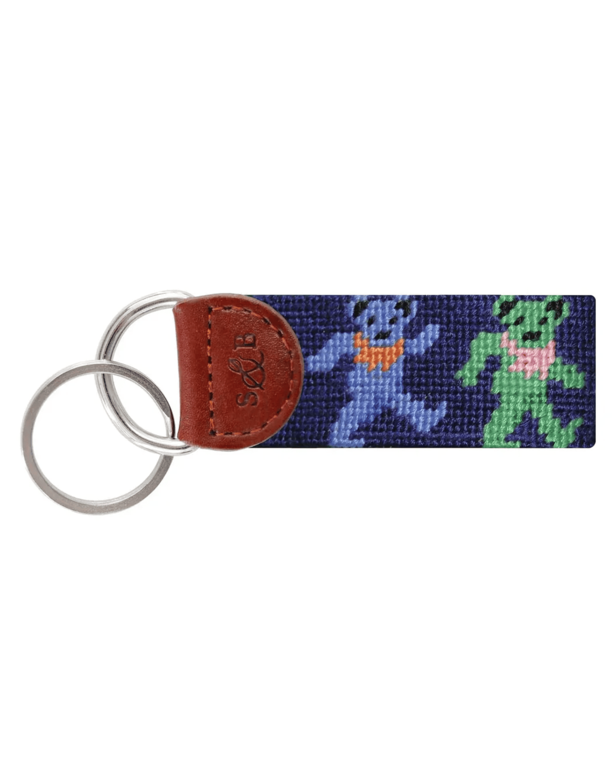 Smathers & Branson Small Leather Goods NAVY Dancing Bears Key Fob (Navy)