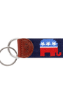 Smathers & Branson Small Leather Goods NAVY Republican Needlepoint Key Fob