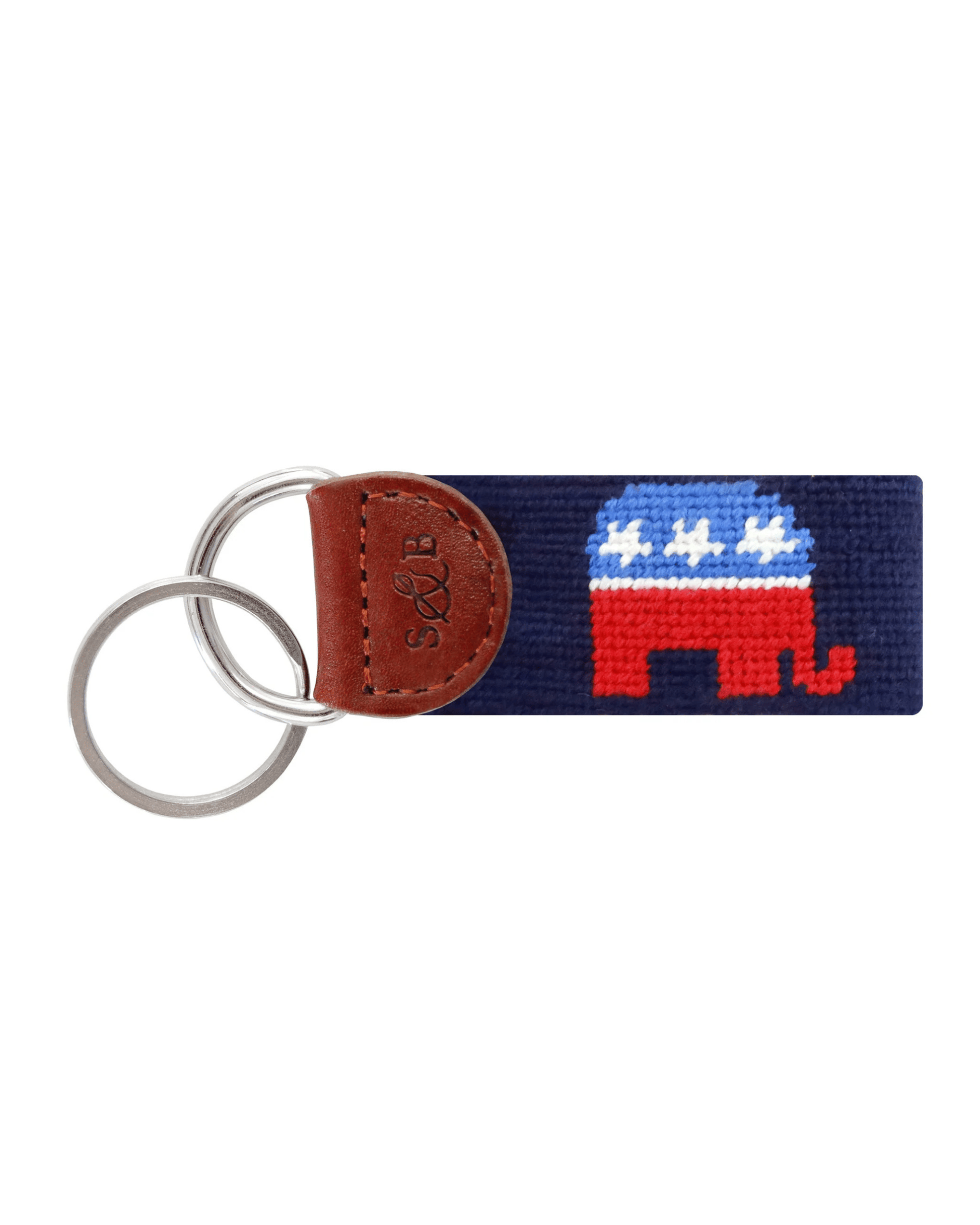 Smathers & Branson Small Leather Goods NAVY Republican Needlepoint Key Fob