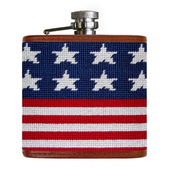 Smathers & Branson Small Leather Goods Old Glory Needlepoint Flask