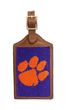 Smathers & Branson Small Leather Goods PURPLE Clemson University Tiger Paw Needlepoint Luggage Tag