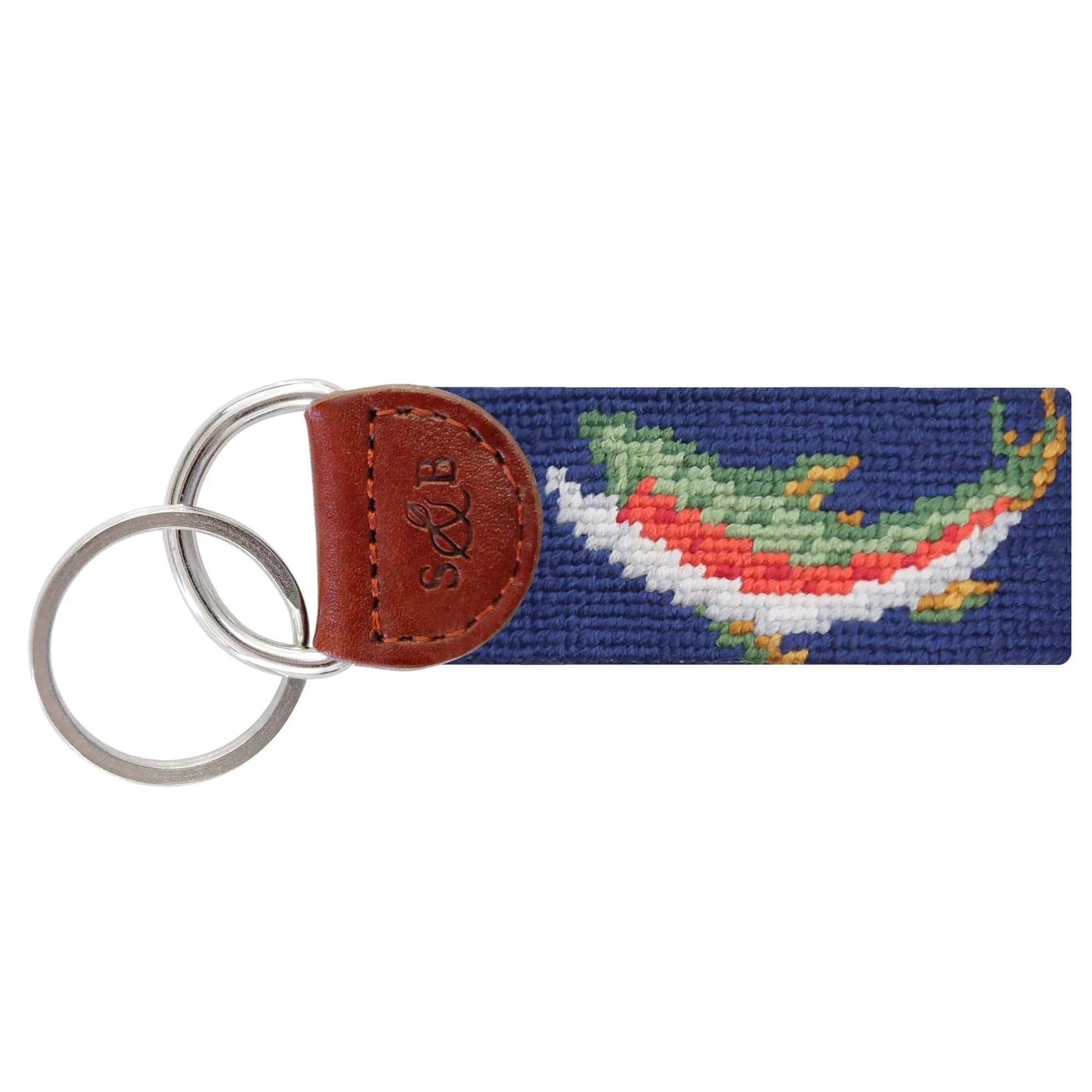 Smathers & Branson Small Leather Goods Rainbow Trout Key Fob (Classic Navy)