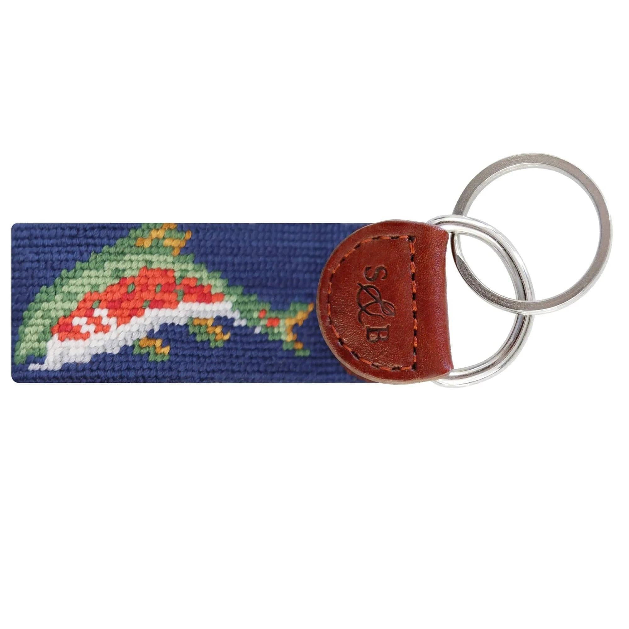 Smathers & Branson Small Leather Goods Rainbow Trout Key Fob (Classic Navy)