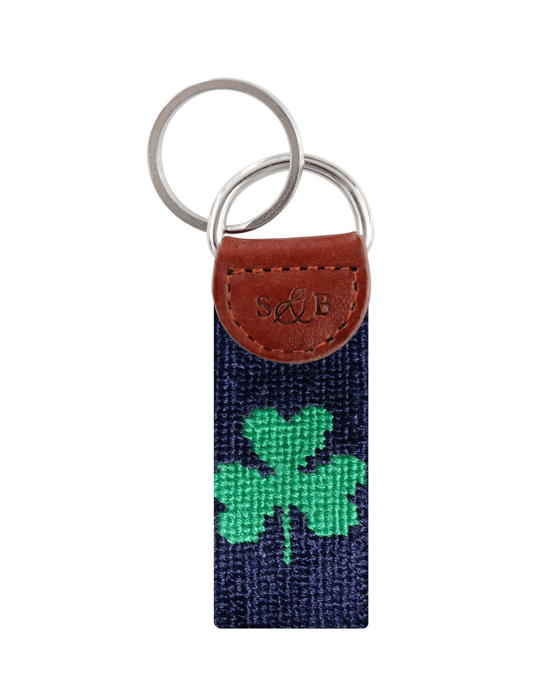Smathers & Branson Small Leather Goods Shamrock Needlepoint Key Fob