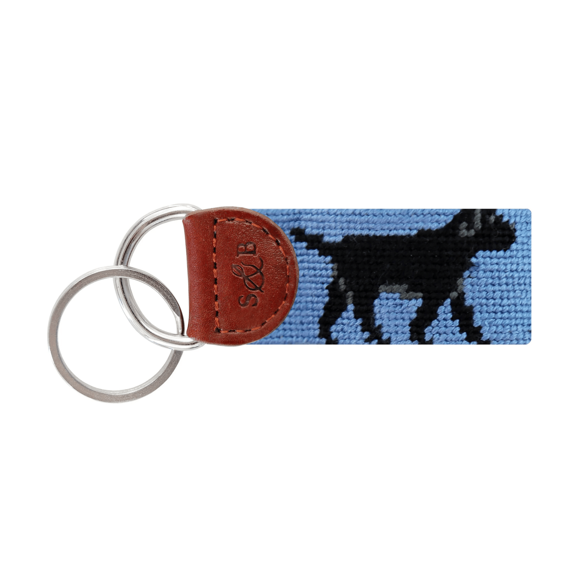 Smathers & Branson Small Leather Goods STREAM BLUE Black Lab Walking Key Fob