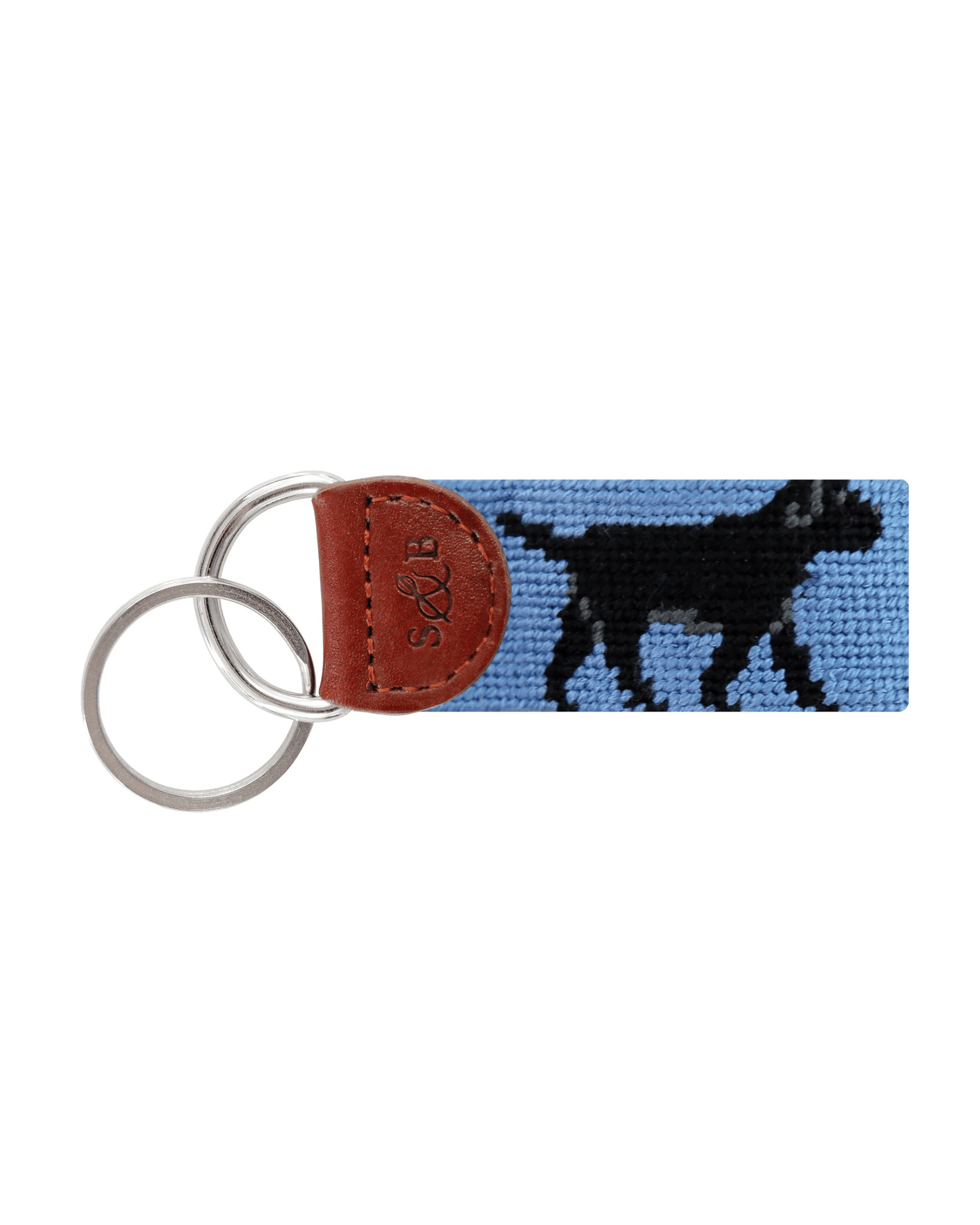 Smathers & Branson Small Leather Goods STREAM BLUE Black Lab Walking Key Fob