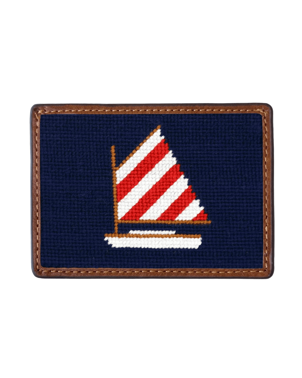 Smathers & Branson Wallets DARK NAVY Rainbow Fleet Needlepoint Card Wallet