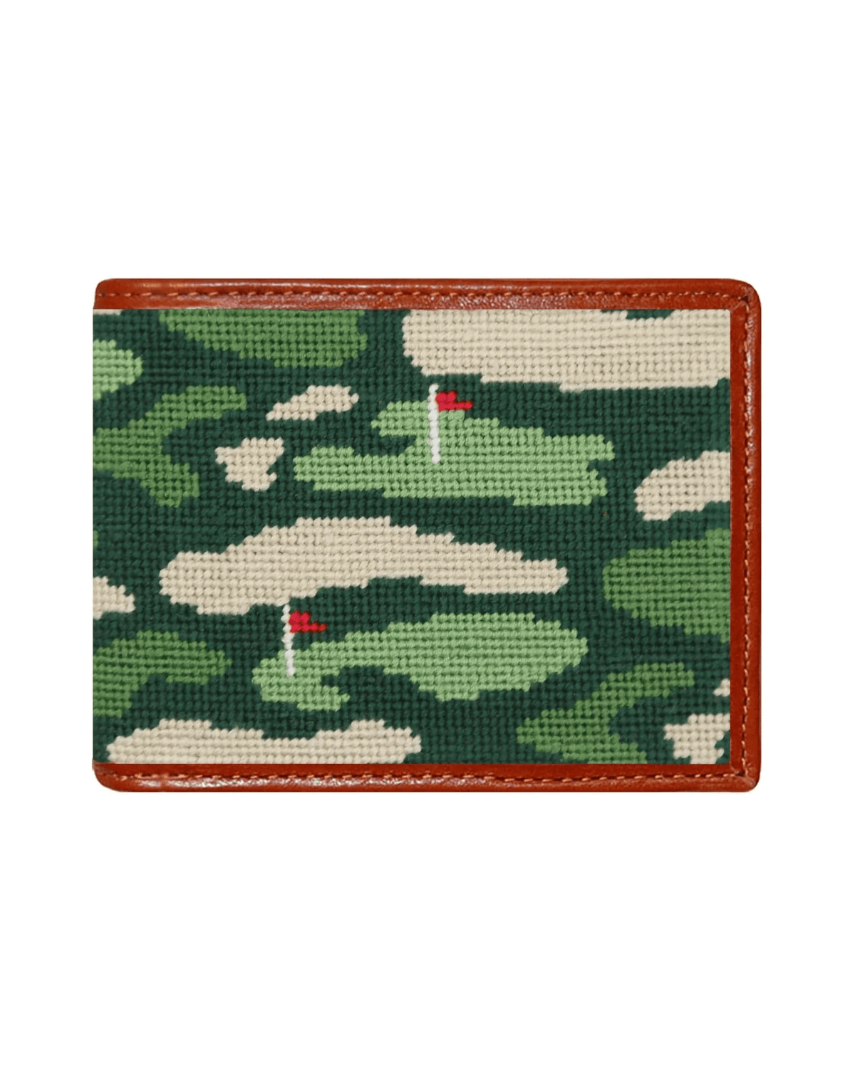 Smathers & Branson Wallets GREEN MULTI Golfer's Camo Needlepoint Bifold Wallet