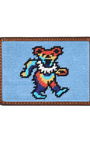 Smathers & Branson Wallets LIGHT BLUE Grateful Dead Dancing Bears Needlepoint Card Holder