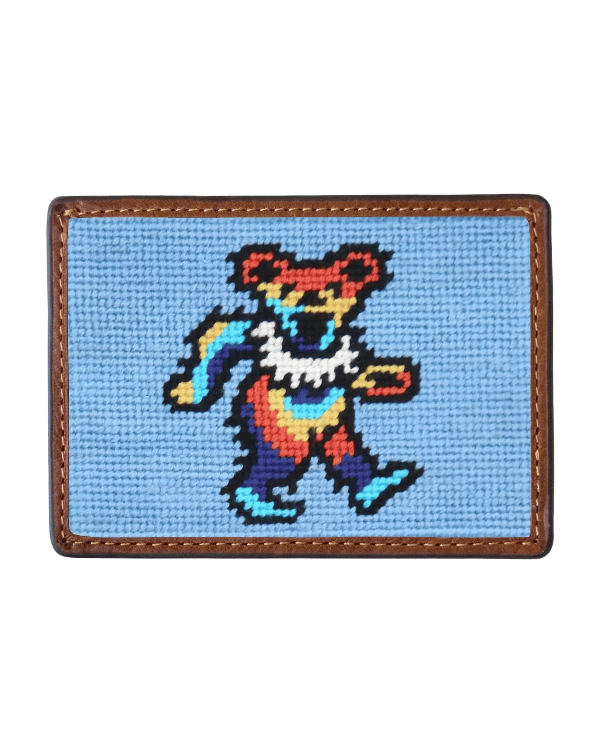 Smathers & Branson Wallets LIGHT BLUE Grateful Dead Dancing Bears Needlepoint Card Holder