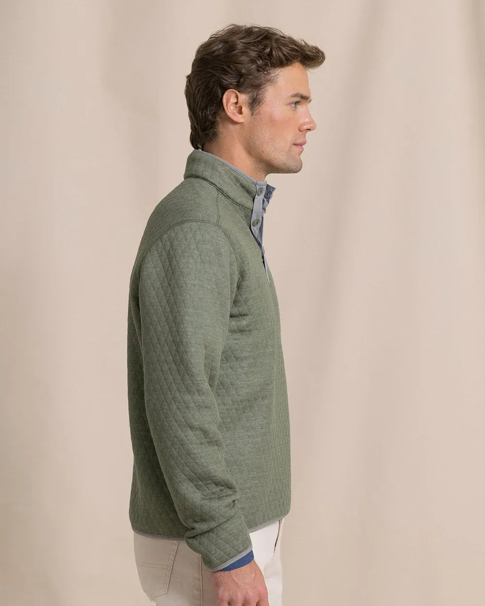 Southern Tide 1/4 Zip Quilted Heather Reversible Quarter Snap