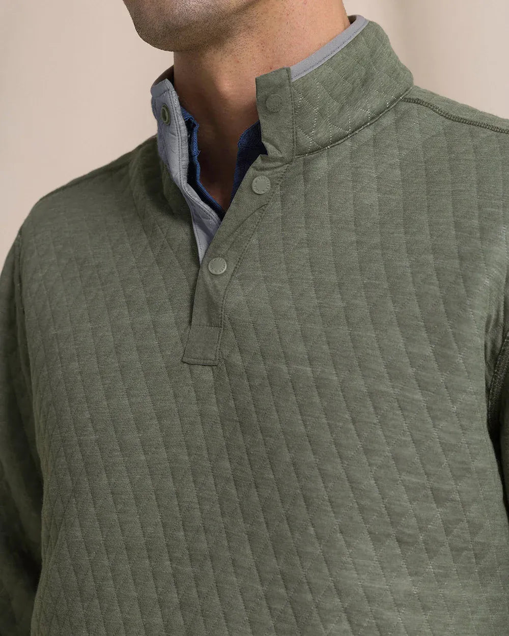 Southern Tide 1/4 Zip Quilted Heather Reversible Quarter Snap