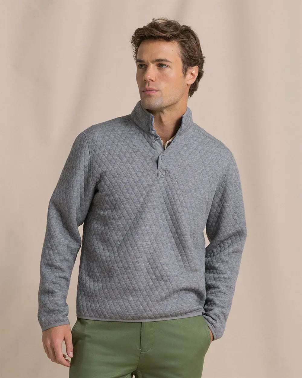Southern Tide 1/4 Zip Quilted Heather Reversible Quarter Snap