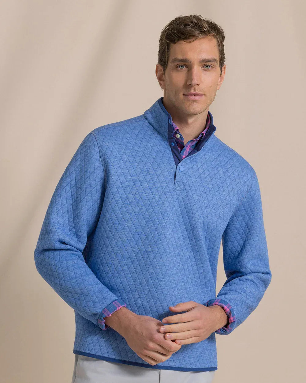 Southern Tide 1/4 Zip Quilted Heather Reversible Quarter Snap