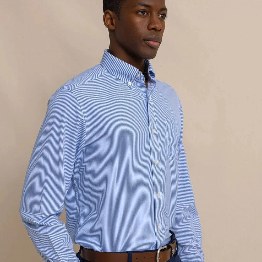 Southern Tide Dress Shirts Bengal Stripe brrr Intercoastal Sport Shirt - Cobalt Blue