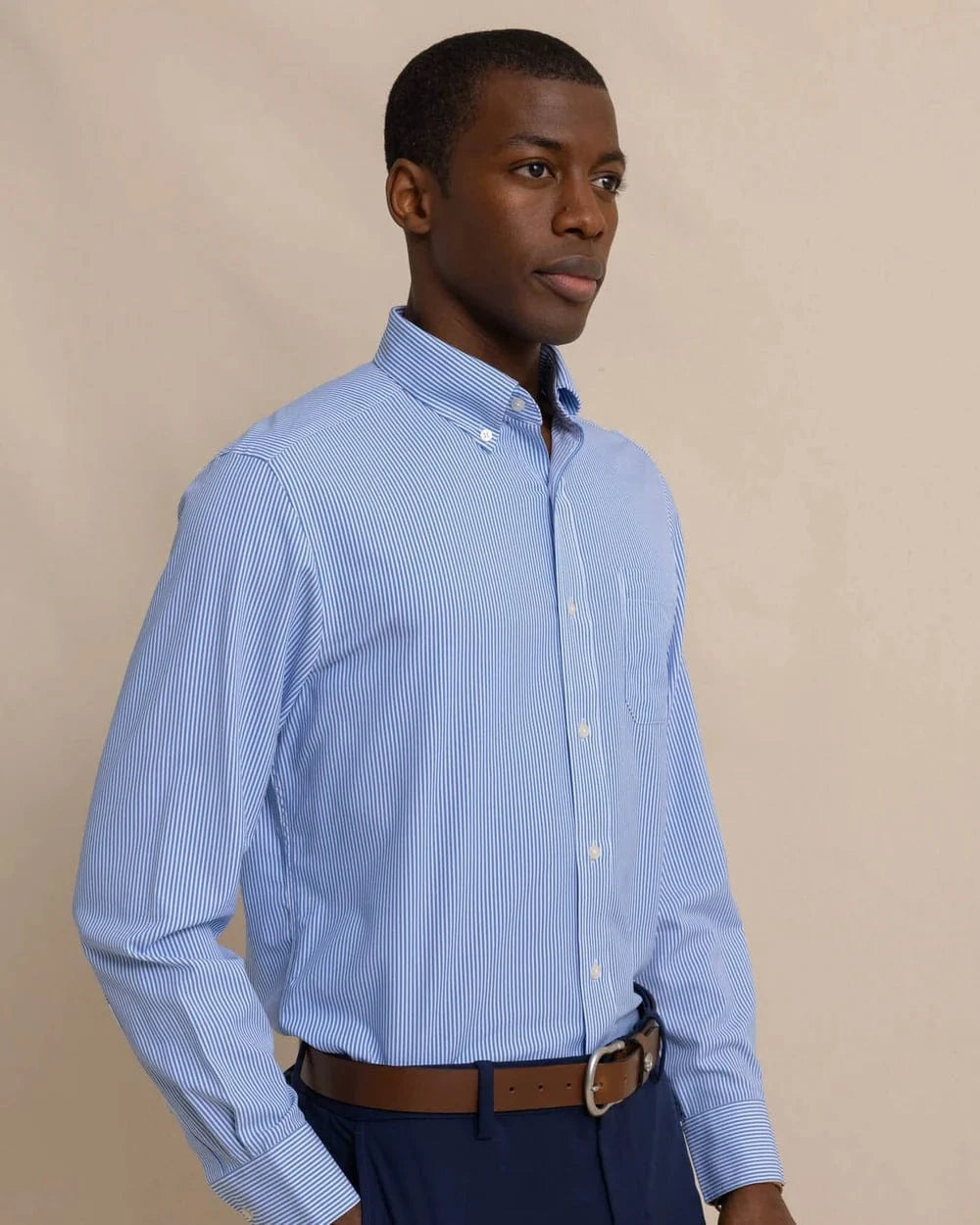 Southern Tide Dress Shirts Bengal Stripe brrr Intercoastal Sport Shirt - Cobalt Blue