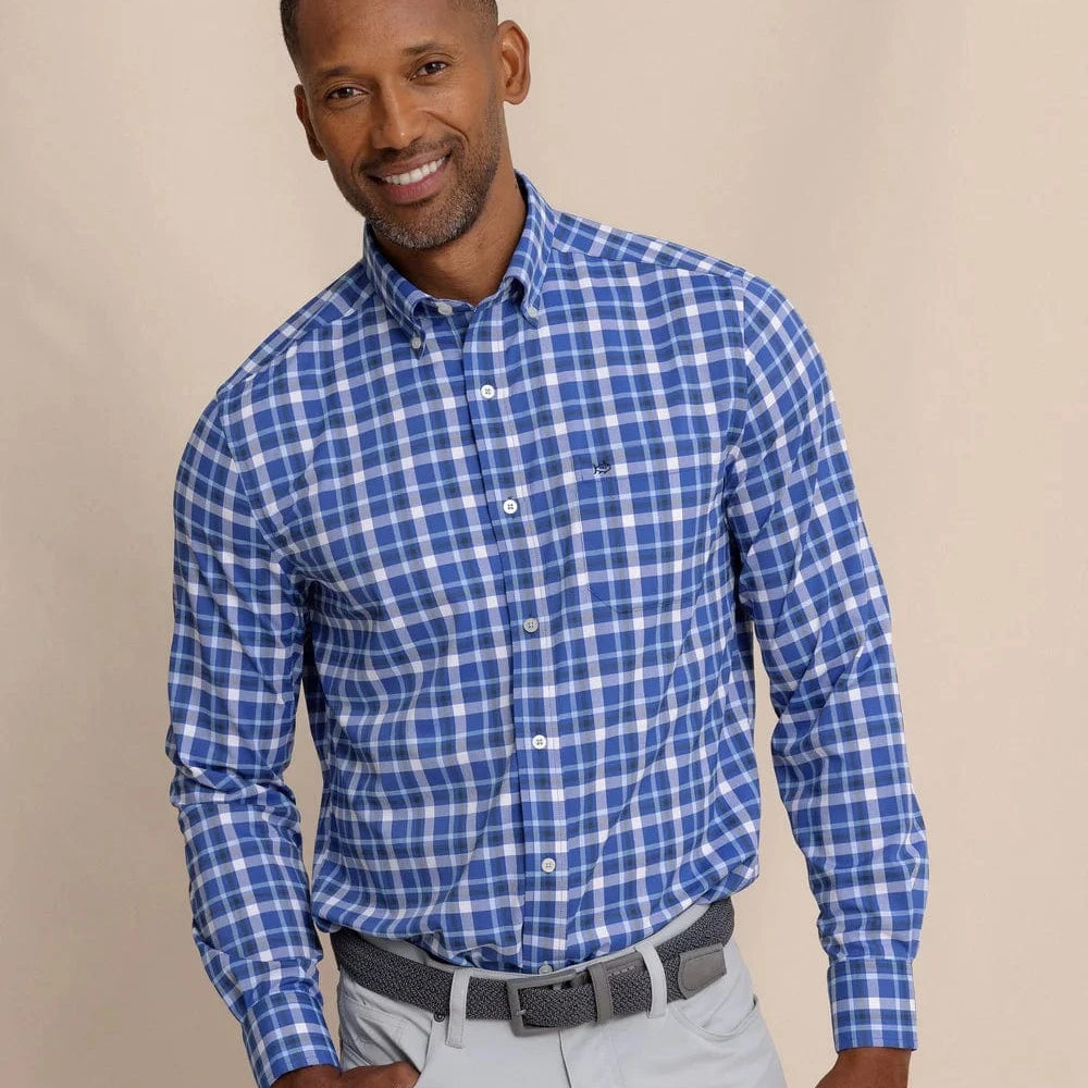 Southern Tide Dress Shirts SURF BLUE / S River Ridge Plaid brrr° Intercoastal Long Sleeve Sport Shirt
