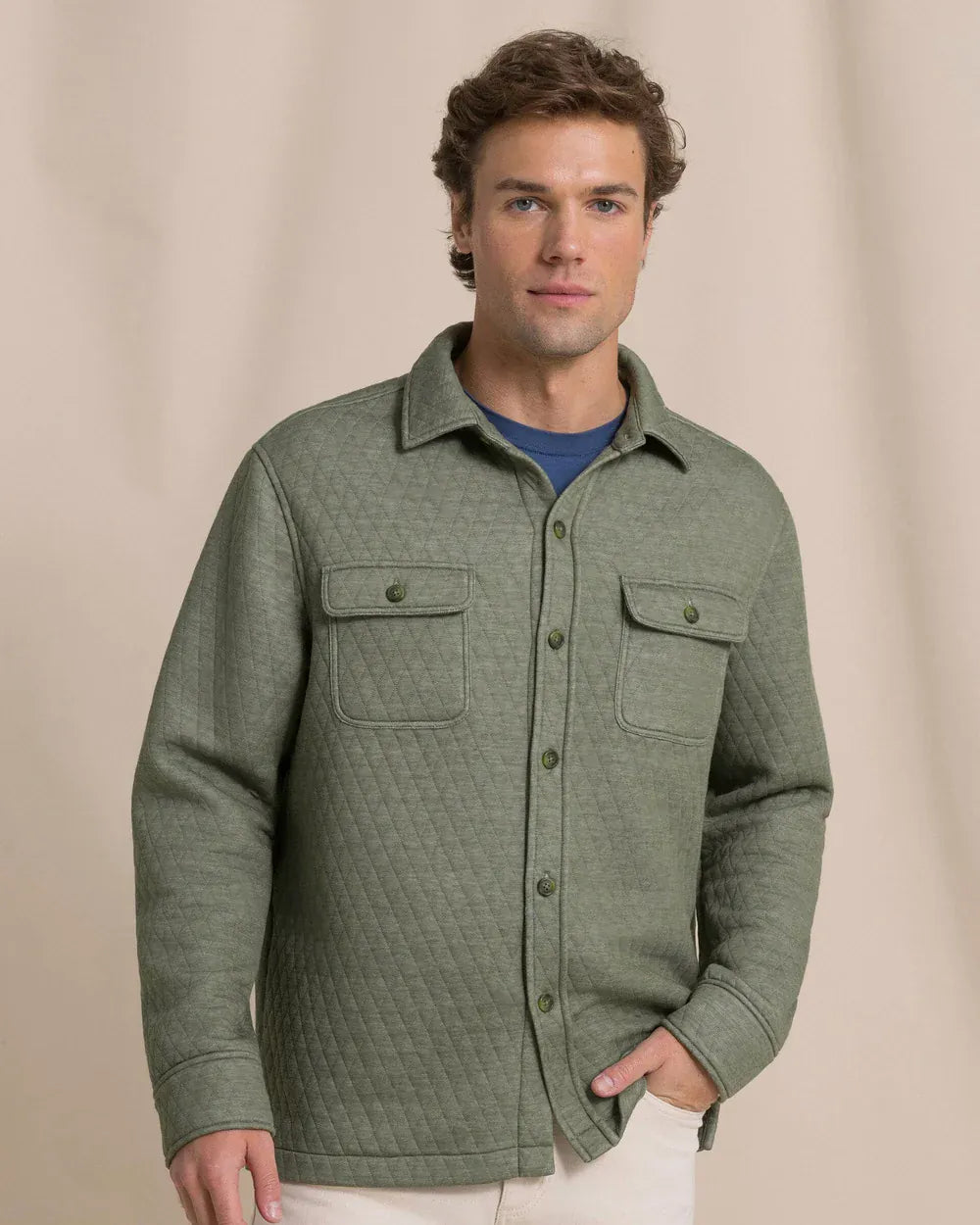 Southern Tide Flannels & Overshirts Heather Quilted Knit Shacket