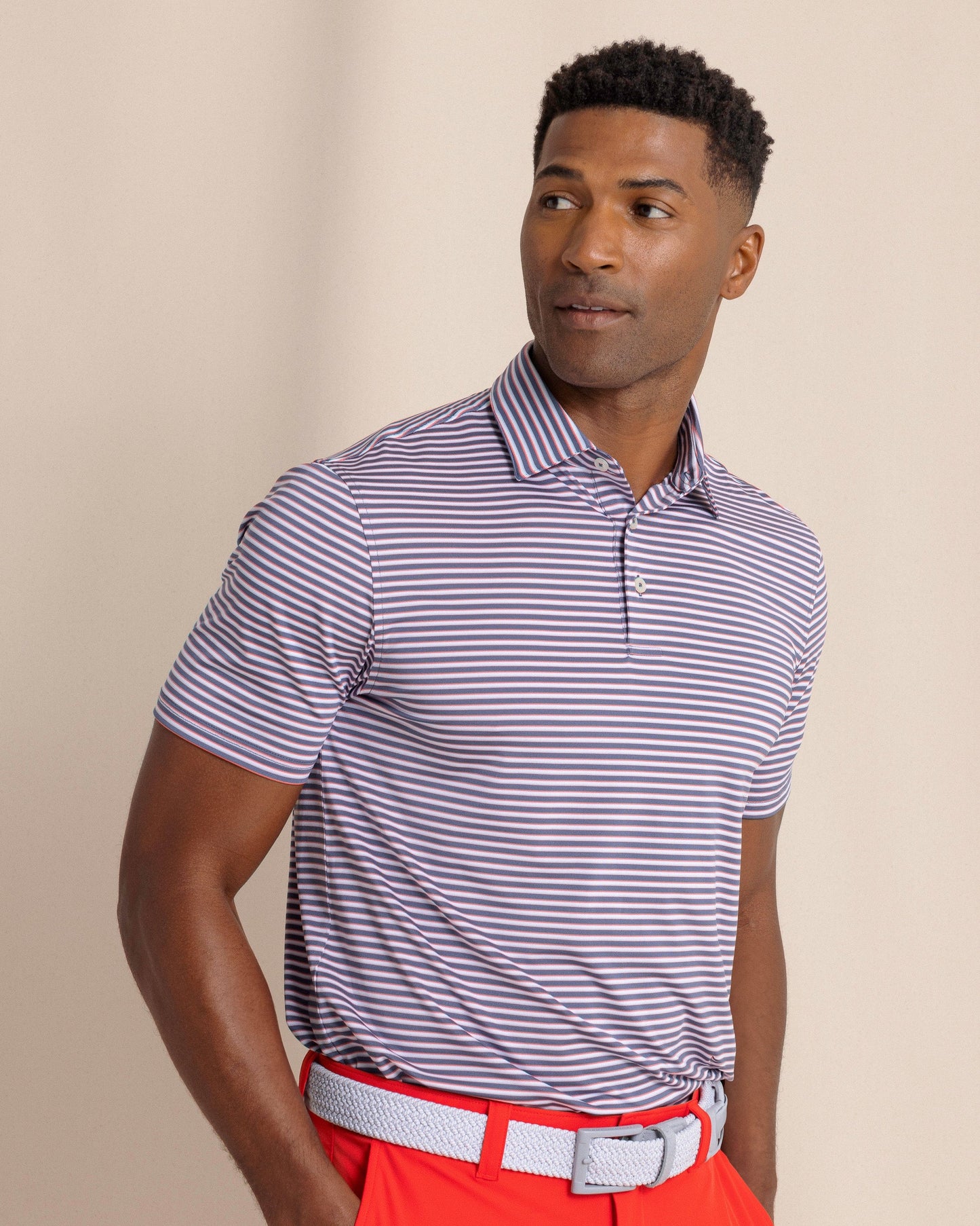 Southern Tide Polos Driver Caravel Stripe Polo - Light Indigo