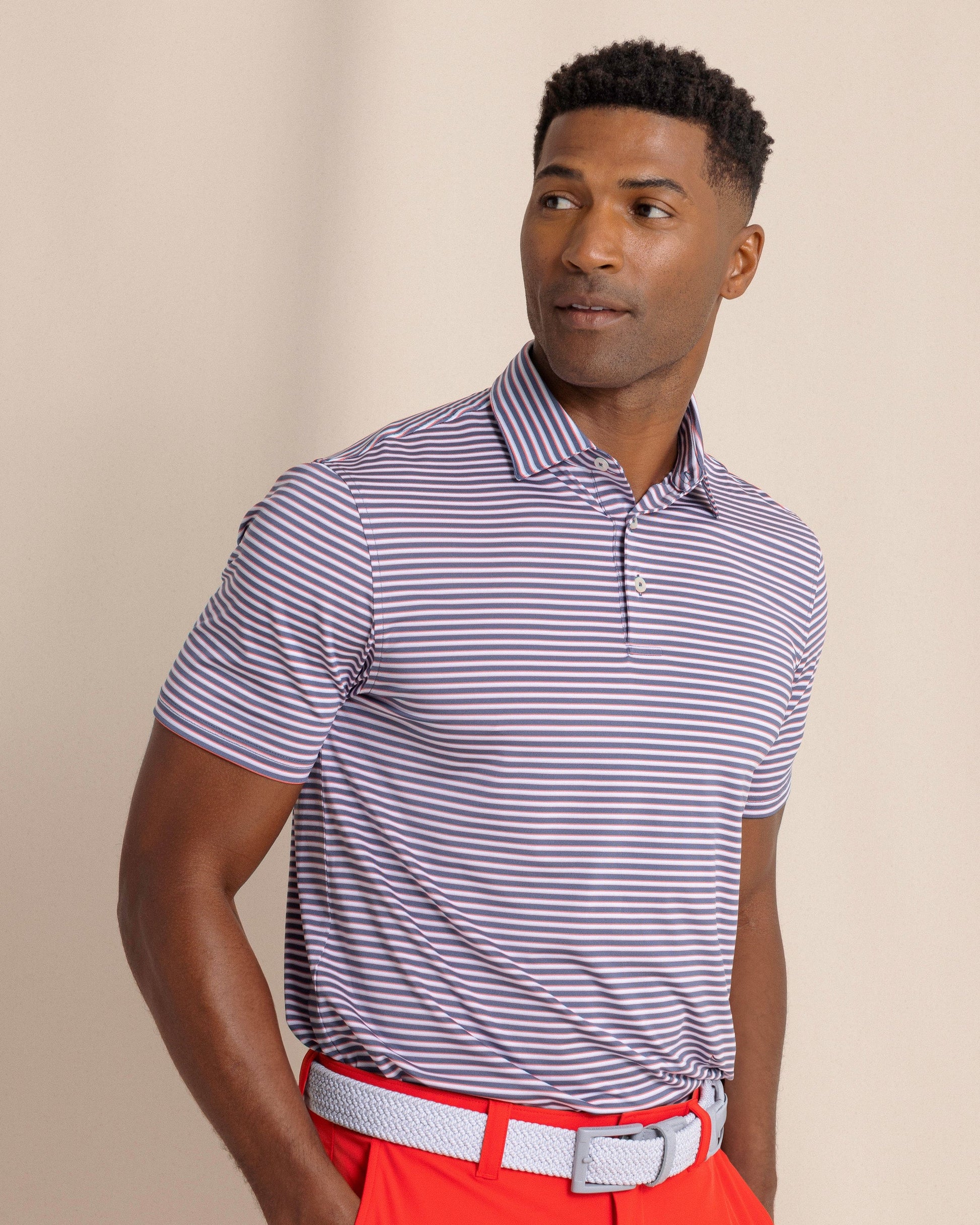 Southern Tide Polos Driver Caravel Stripe Polo - Light Indigo