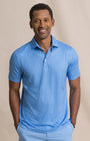Southern Tide Polos Driver Seaside Geo Printed Polo in Blue Stream