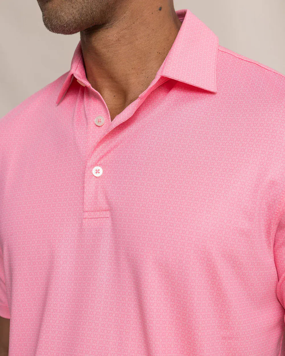 Southern Tide Polos Driver Seaside Geo Printed Polo in Sea Pink