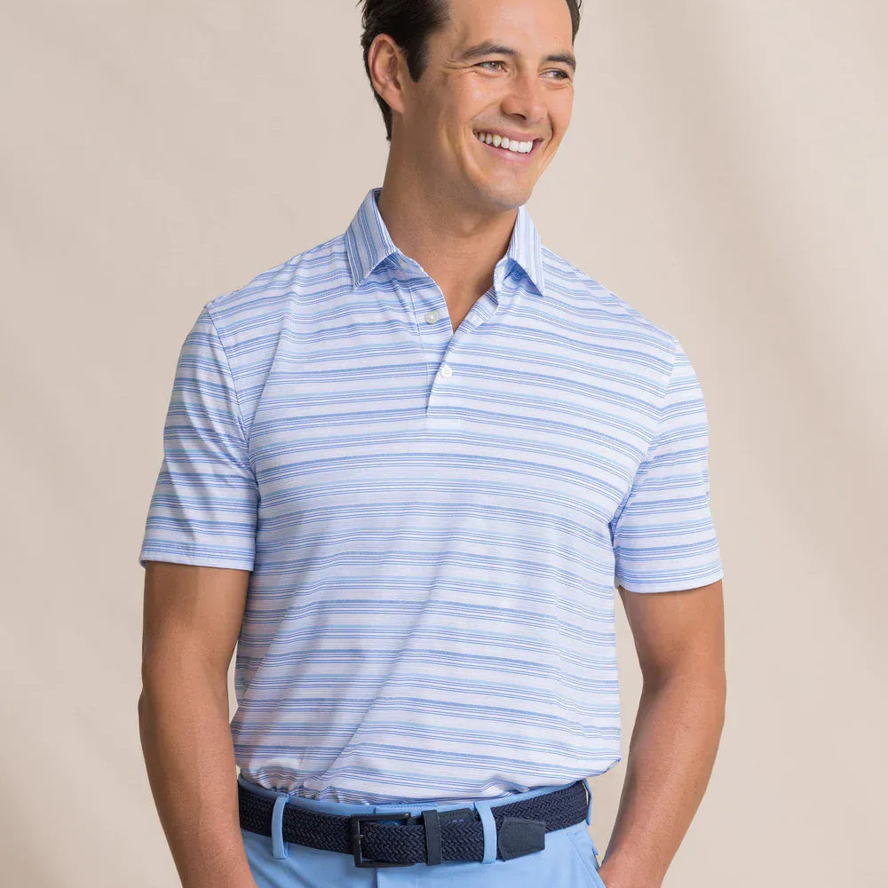 Southern Tide Polos Driver Wild Winds Stripe Polo in Heather Blue Stream