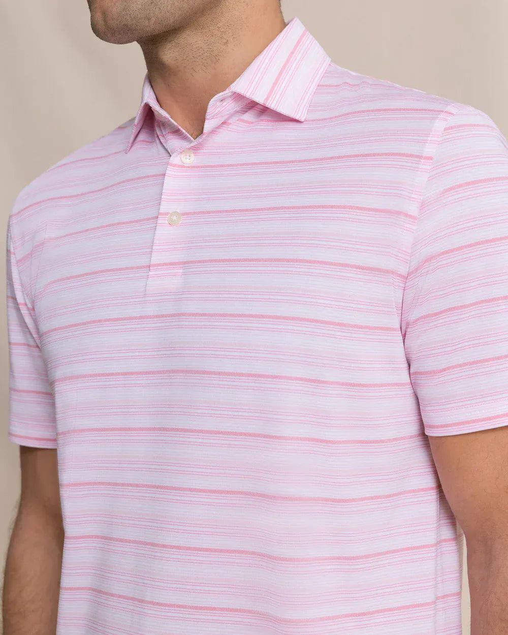 Southern Tide Polos Driver Wild Winds Stripe Polo in Heather Sea Pink