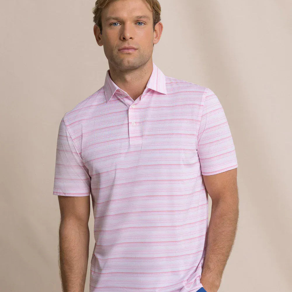 Southern Tide Polos Driver Wild Winds Stripe Polo in Heather Sea Pink
