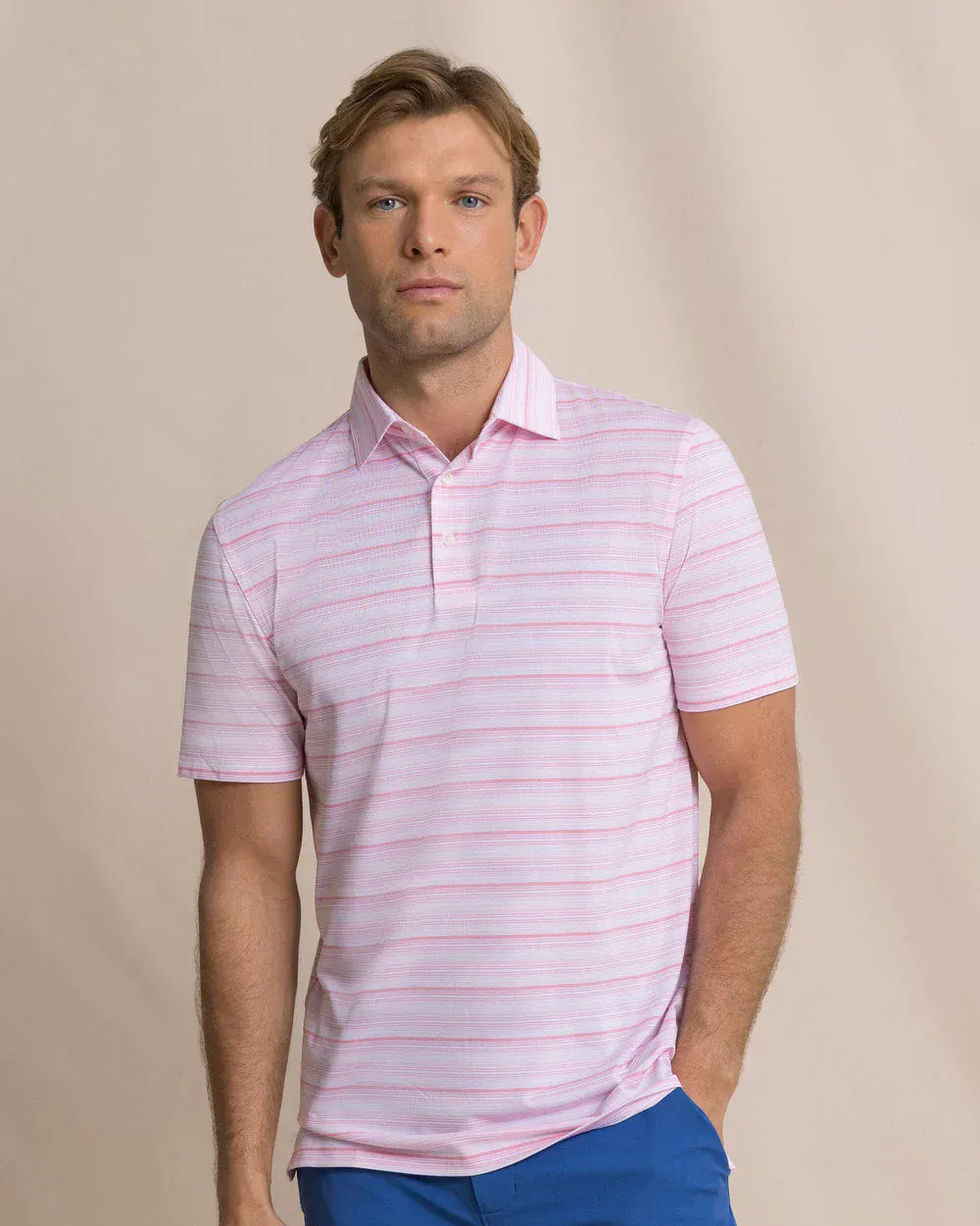 Southern Tide Polos Driver Wild Winds Stripe Polo in Heather Sea Pink