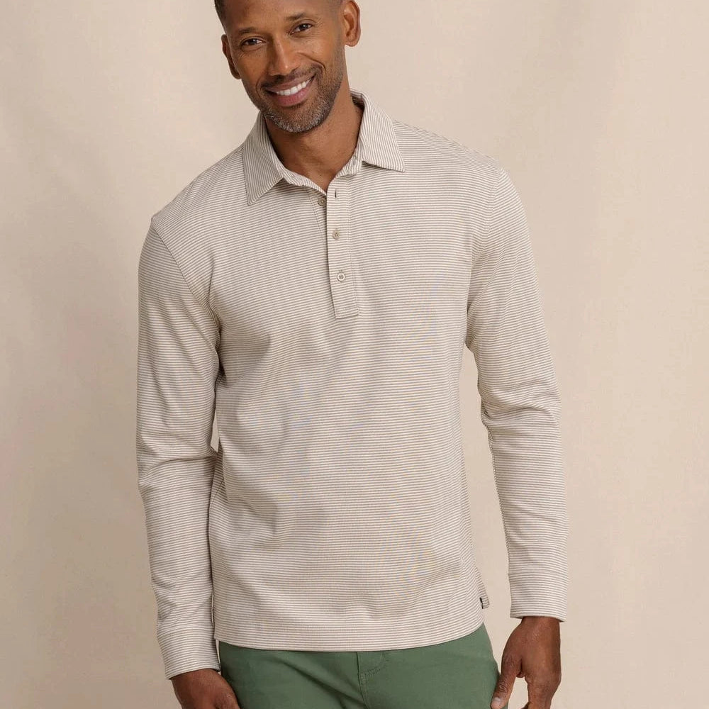 Southern Tide Polos SANDSTONE KHAKI / S Sandy Cay Long Sleeve Knit Polo