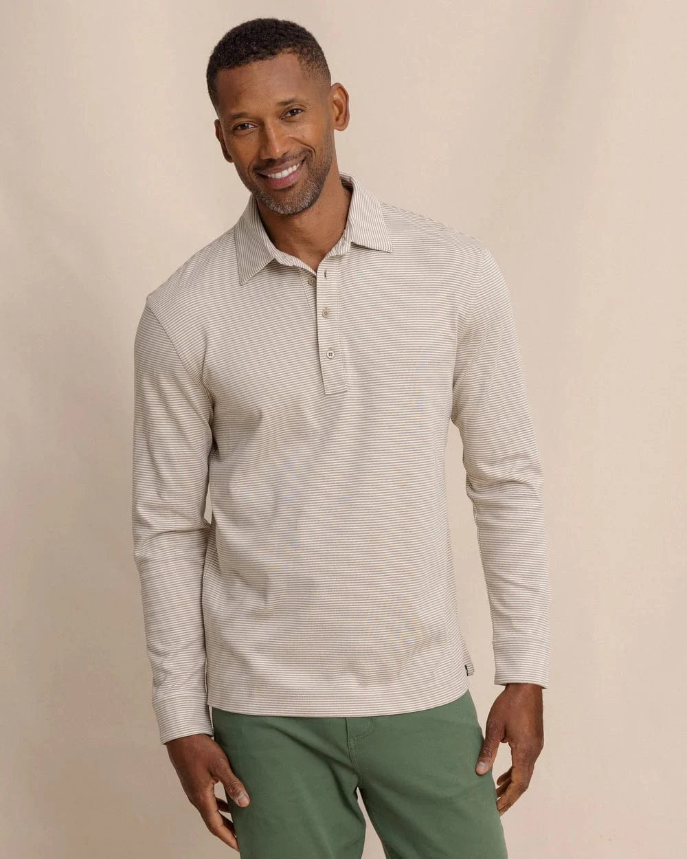 Southern Tide Polos SANDSTONE KHAKI / S Sandy Cay Long Sleeve Knit Polo