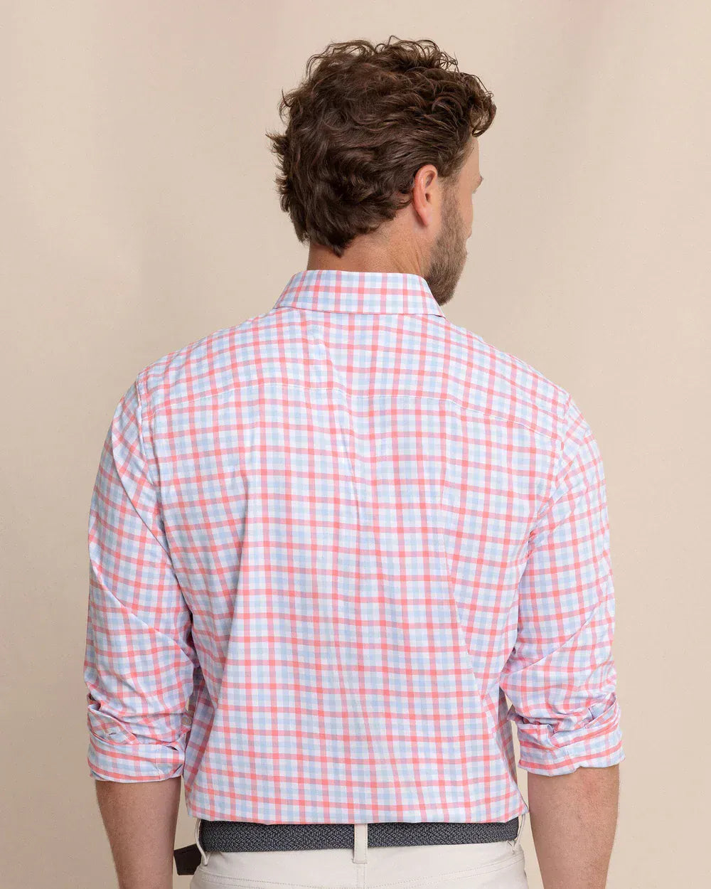 Southern Tide Sport Shirts Albemarle Gingham brrr°® Intercoastal Sport Shirt in Sunkist Coral