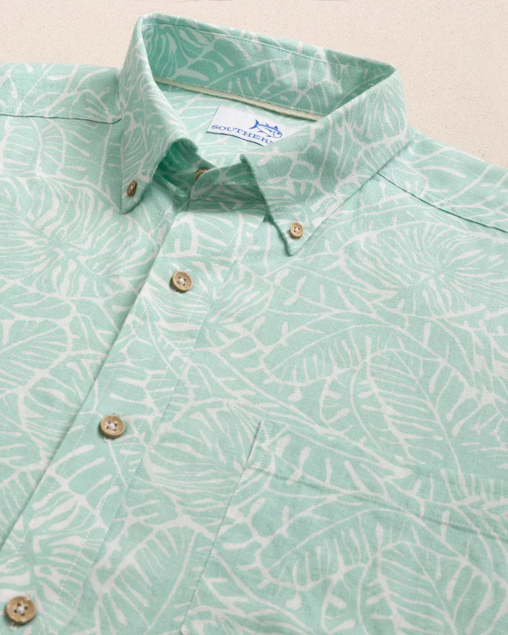 Southern Tide Sport Shirts Beach Palms Linen Sport Shirt