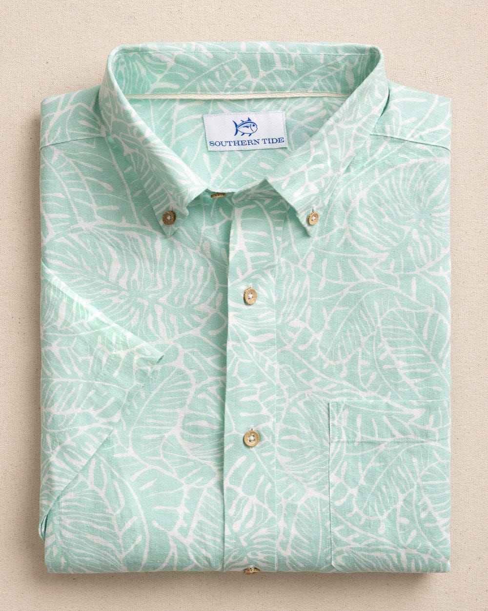 Southern Tide Sport Shirts Beach Palms Linen Sport Shirt