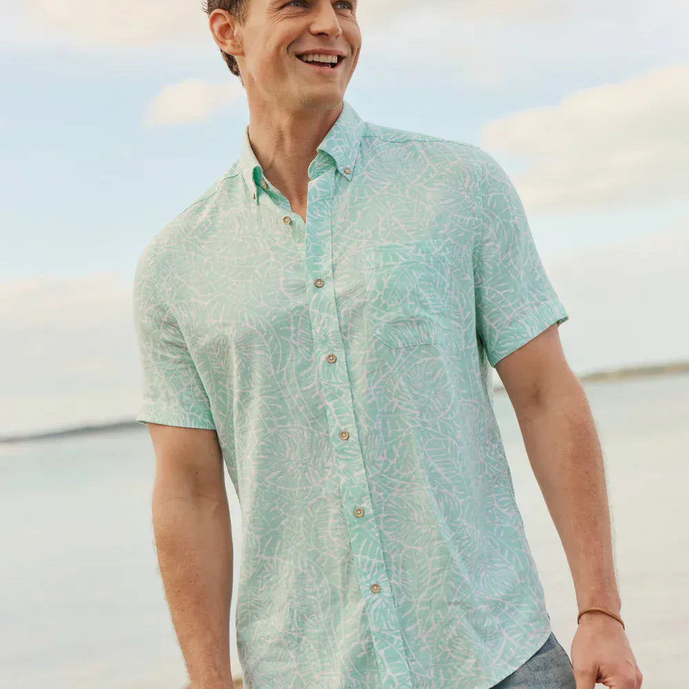 Southern Tide Sport Shirts Beach Palms Linen Sport Shirt