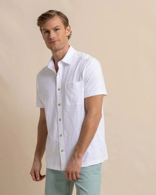Southern Tide Sport Shirts Beachcast Knit Sport Shirt - Classic White