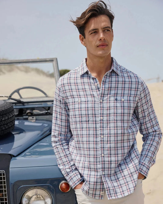 Southern Tide Sport Shirts Benton Plaid Heather Double Cloth Long Sleeve Sport Shirt